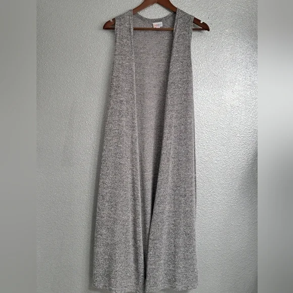 Marled Grey Knit Open Vest  Size M - Picture 6 of 11